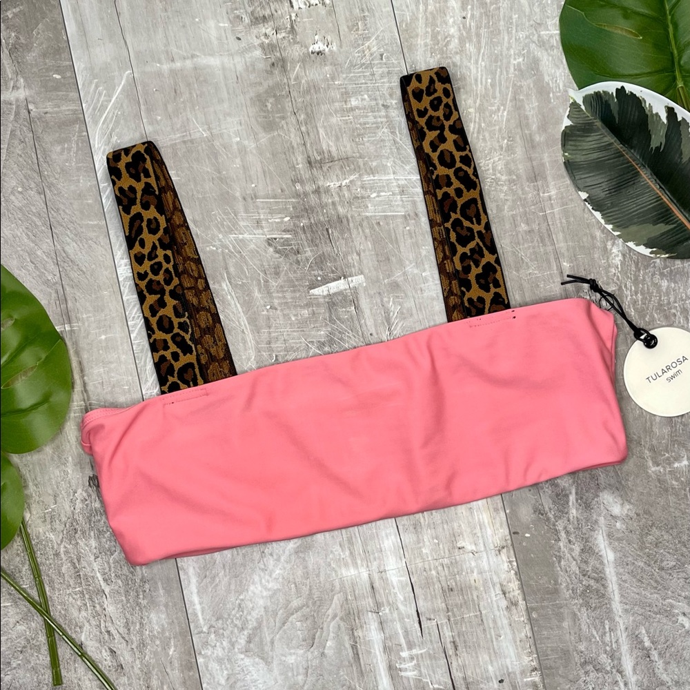 Tularosa Swim Otto Bikini Top in Coral & Leopard - Medium